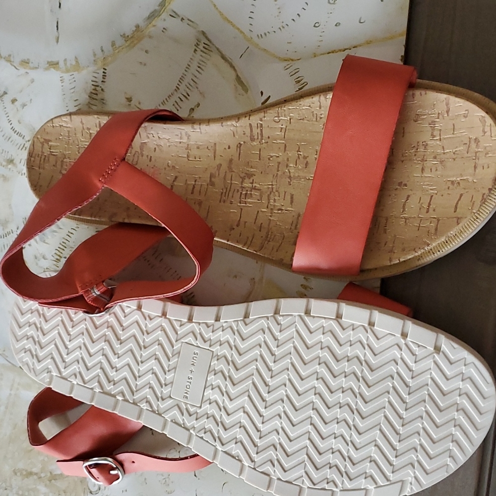 New Sun and Stone orange sandals.